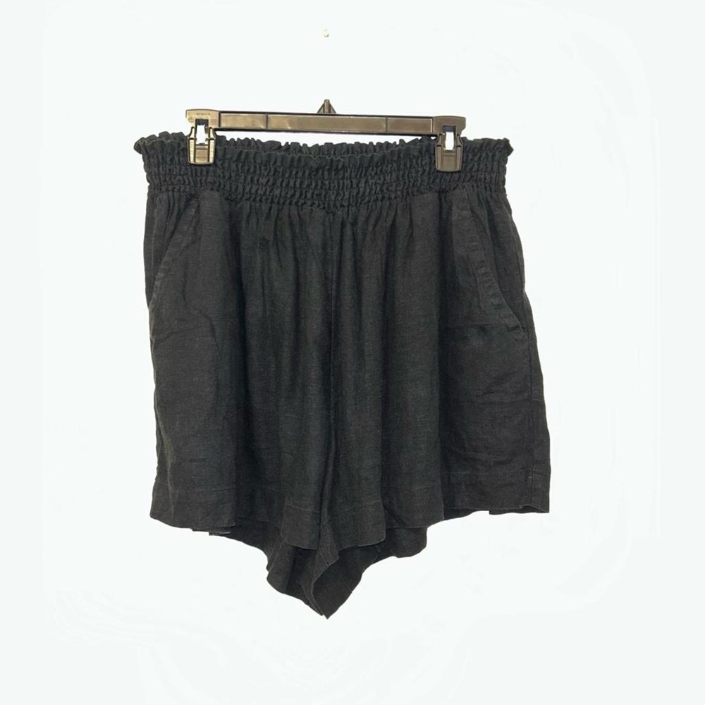 Ava & Viv High Waist Black Shorts Womens 1X Lino/Rayon Blend Summer Casual